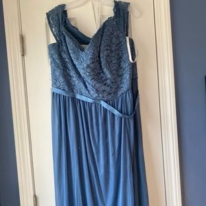 David’s Bridal slate Blue Bridesmaid Dress